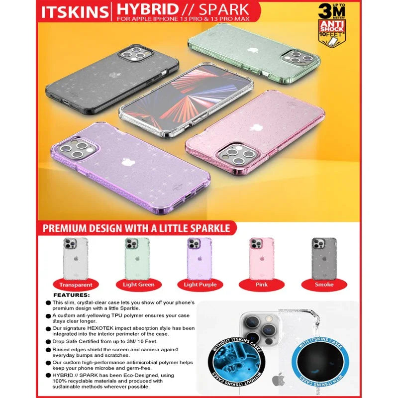 Itskins Hybrid Spark iPhone 13 Pro Max Cover - Smoke - Tashqila Itskins Hybrid Spark iPhone 13 Pro Max Cover - Smoke - Tashqila